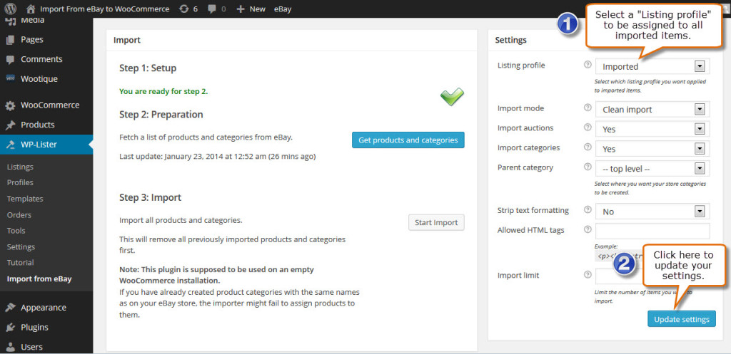 choose your  listing profile