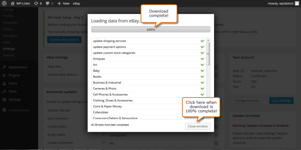 loading data from eBay