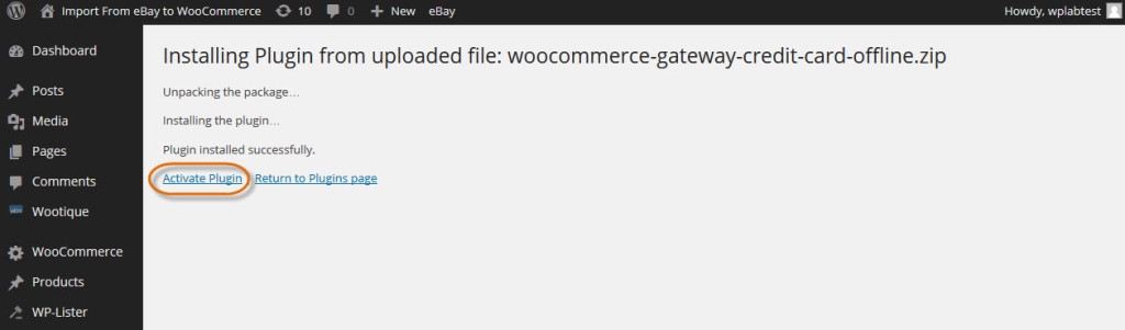 activate Offline CC plugin after installation