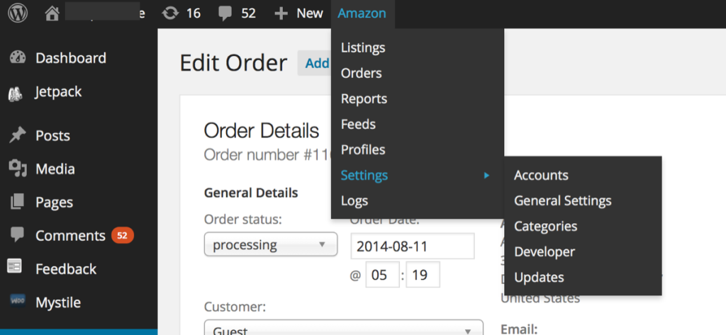 WP-Lister for Amazon - Admin Toolbar